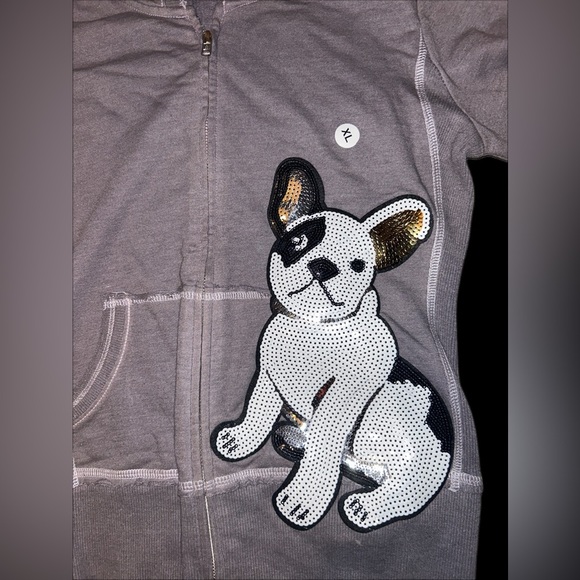 Kavio Sequin Frenchie Zip Up Hoodie Girls Jacket XL NWOT - Picture 2 of 4